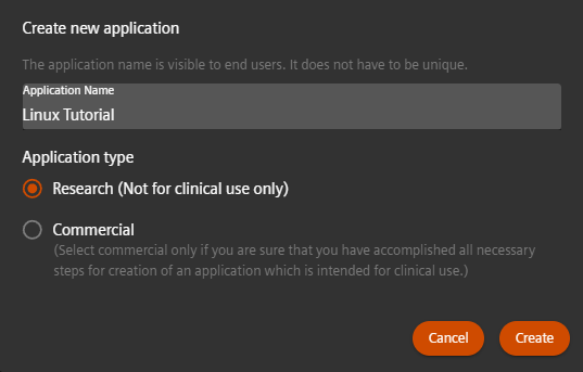 Create new app in dev portal Create new app