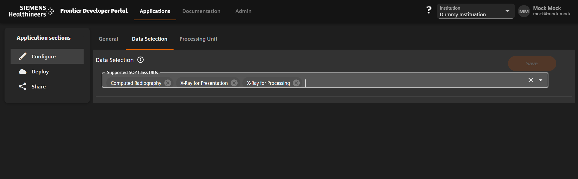 Configure new app Configure new interactive app